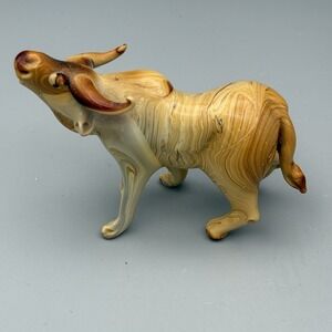 Vintage Art Glass Figure Water Buffalo Ox Brown Chinese Export